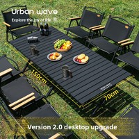 Ensemble table et chaises de camping portable, robuste, en acier carbone renforcé, tissu Oxford, rectangulaire, pliable, pour pique-nique en plein air, 4 places