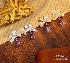 Boucles d'oreilles pendantes haut de gamme en argent 925 plaqué or, motif nœud brossé, goutte d'eau, pierre naturelle taille poire 4*6mm, bijoux en cristal pour femme - Product Image 2
