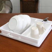 Égouttoir à vaisselle en plastique, support de rangement en plastique pour assiettes, bols et couverts