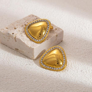 Pendientes Triangulares con Diamantes, Chapados en Oro de 18K, Engaste de Bisel, Joyería Geométrica de Moda para Fiestas - Product Image 1