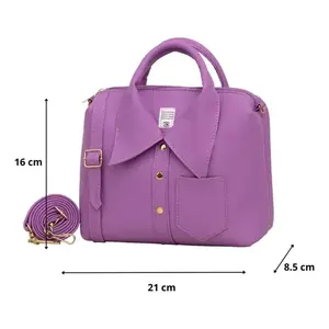 Bolso Bandolera Fana Lavender con Cierre de Botón de Cuero, Estilo Femenino, Uso Diario, Verano - Product Image 4