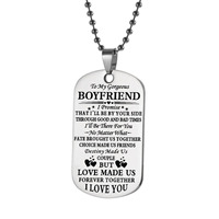 Collier de couple style militaire européen/américain en acier inoxydable gravé au laser, best-seller transfrontalier