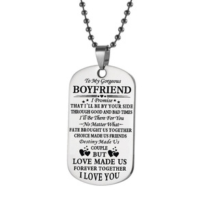 Collar de Pareja Estilo Militar Europeo/Americano con Llavero de Acero Inoxidable Grabado con Láser, un Éxito de Ventas Transfronterizo - Product Image 1