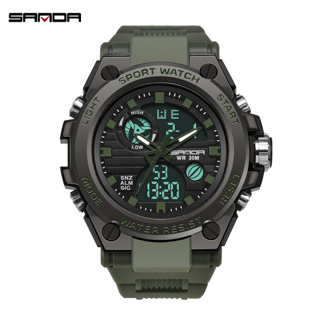 SANDA Men Digital Watch Sports Quartz Watches Man Dual Display Waterproof Electronic Wristwatches Mens Luxury Reloj 739