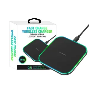 Ultra Slim 15W Fast Charge Square Mobile Phone Wireless Charger Cell Phone Charging Pad Battery Charger For iPhone