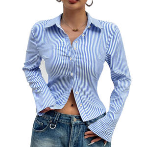 Camisa a Rayas de Estilo Europeo y Americano para Mujer, Otoño 2026, Camisa Elegante y Entallada, Cárdigan - Product Image 2