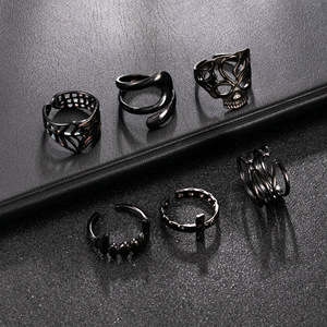 Anillo Gótico Personalizado para Hombre con Diseño de Calavera, Anillo Abierto de Acero Inoxidable para Hombre, Halloween - Product Image 3