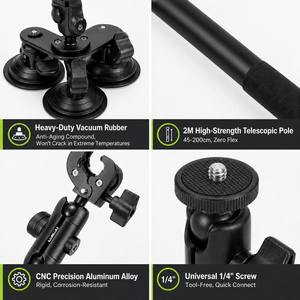 2026 Nuevo Soporte Extensible de 2M para Selfie con Triple Ventosa de Gel de Silicona para Techo de Coche, Vista de Tercera Persona para <span class=keywords><strong>Insta360</strong></span> X4/X3/X2/<span class=keywords><strong>One</strong></span> <span class=keywords><strong>X</strong></span> - Product Image 2
