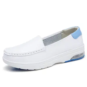 Zapatos de seguridad con punta de acero inoxidable para hombre y mujer, calzado Industrial de enfermería indestructible, sin cordones, color blanco, estándar CE