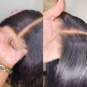 Cheveux brésiliens Remy lisses 13x6 HD pour perruques à dentelle frontale sans colle, brun clair, longueur longue, densité 130%-180%, perruques de luxe - Product Image 4