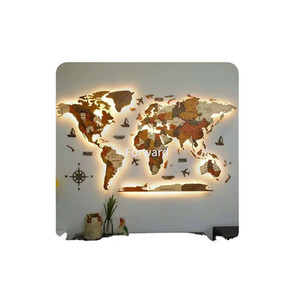 Carte du monde 3D en bois, grande carte <span class=keywords><strong>murale</strong></span> à piquer pour décoration <span class=keywords><strong>murale</strong></span> en bois - Product Image 1