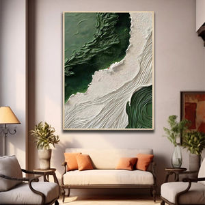 Arte de Pared Abstracto Hecho a Mano con Estilo Wabi Sabi, Decoración del Hogar, Acuarela Azul, Arte de Textura 3D Moderno - Product Image 3