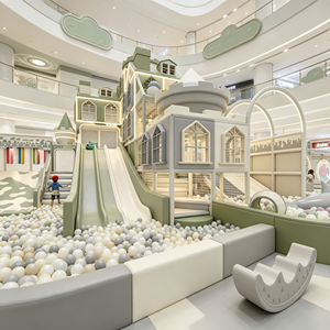 Aire de jeux intérieure haut de gamme Macaron Green Castle, équipement de jeu pour enfants avec toboggans et piscine à balles pour centre commercial et aire de jeux familiale - Product Image 3