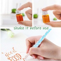 Produits GemFully Trading Nouveautés 2025 Stylos à fleurs Encre gel et ensemble de stylos en verre pour coffret cadeau bébé