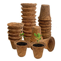 100% Pots ronds en fibre de coco biodégradable naturelle tourbe de coco écologique pour pépinière de graines de fleurs