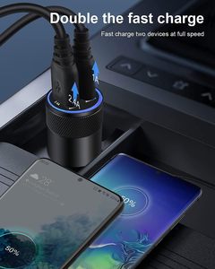 2in1 3.1A <b>USB</b>+<b>USB</b> <b>C</b> Metal Car Charger Aluminum Alloy Steel Gun 15W 18W Car Charger for Mobile Phone Car Charger - Product Image 2