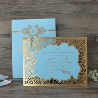Tarjetas de Invitación Árabes con Corte Láser de Encaje, Tarjetas de Invitación de Cumpleaños Personalizadas, Invitaciones con Borde de Encaje Dorado