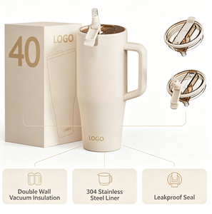 40oz Thermobecher mit Personalisierung, Edelstahl, doppelwandig isoliert, mit lebensmittelechtem Silikon-Trinkhalm für das Büro, 24h Kälteerhaltung - Product Image 2