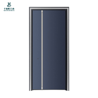 Porte d'entrée sur mesure pour hôtel-villa, moderne et minimaliste, en aluminium moulé, à simple battant, sécurisée, avec sculpture artistique européenne en aluminium