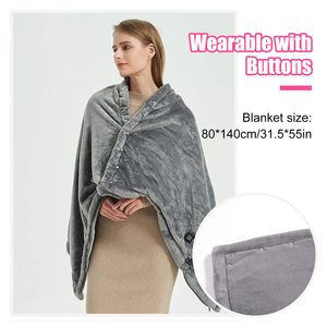 USB Heated Blanket <b>Wrap</b> Luxury Flannel Wearable Heated Throw Blanket with Buttons Ultra Warm Heating Neck and Shoulders <b>Shawl</b> - Product Image 6