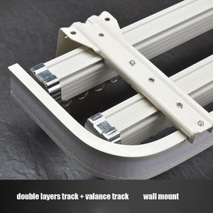 Rail de <span class=keywords><strong>rideaux</strong></span> en alliage d'aluminium <span class=keywords><strong>double</strong></span> couche, rail droit, montage par le haut avec cantonnière, rail incurvé et accessoires - Product Image 2