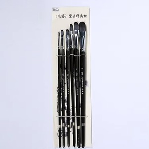 6 pinceaux à tête ronde en poils de belette, poils mélangés, manche en bois noir, fournitures d'art, pinceaux pour peinture à l'huile, pinceaux pour aquarelle, fournitures d'art - Product Image 6