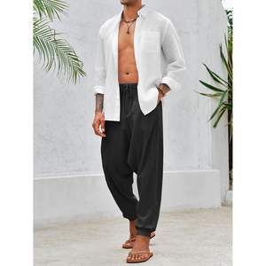 2025 hommes sarouel 100% coton velours côtelé Boho Yoga goutte entrejambe Hippie pantalon Flare pantalons de survêtement Baggy Style décontracté - Product Image 3