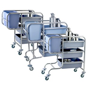 Khách Sạn Thép Không Gỉ Tay Đẩy Khay Bộ Sưu Tập Giỏ Bộ Đồ Ăn Bộ Sưu Tập Giỏ Hàng/Món Ăn Chất Thải Thu Thập Xe Đẩy Với Thùng - Product Image 2