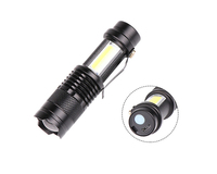 Mini lampe torche LED USB SK68 rechargeable avec gravure de logo, batterie intégrée, lampe torche COB, torche réglable