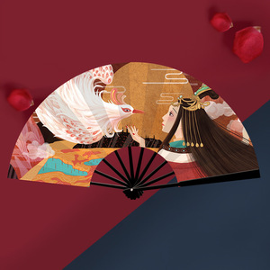 พัดไม้ไผ่พับได้สำหรับนักเรียนสำหรับการแสดงเต้นรำสไตล์ราชวงศ์ฮั่นแบบโบราณแฟนๆชาว shanhaijing - Product Image 6