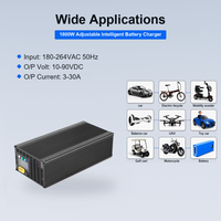 Chargeur de batterie intelligent réglable 1800W 40-60V avec écran LCD pour batteries au plomb-acide, Li-ion, LifePO4 et MCU 36V 48V 30A