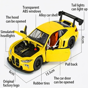 1/32 Scale Diecast Alloy Sports Car Model with Openable Doors Sound Light Effects and Pull Back Action <strong>Toy</strong> - Product Image 6
