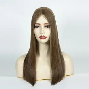 Personnalisation balayage casher blond européen topper de cheveux humains partie libre base de soie juif européen topper de cheveux