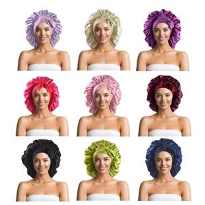 Bonnet de cheveux en satin de soie de couleur unie à double couche réglable pour femmes bonnet de couchage en gros à la mode avec <span class=keywords><strong>cravate</strong></span> - Product Image 2