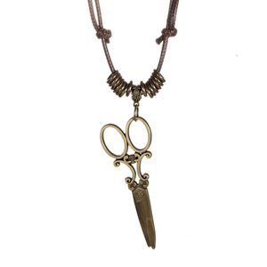 Collier unisexe créatif avec pendentif abaque chinois et ciseaux, en cordon de chanvre ciré, bijou cadeau pour hommes et femmes - Product Image 5