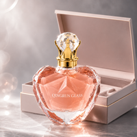 Flacon de parfum en verre vide en forme de cœur avec bouchon couronne facetté pour l'emballage de parfums