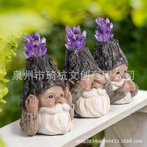 รูปปั้นคนแคระประดับตกแต่งสวนด้วยเรซินคริสตัลสีม่วง ทนทานต่อสภาพอากาศ รูปทรงสัตว์แบบตั้งพื้น - Product Image 3