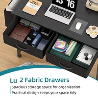 Bureau d'ordinateur moderne et minimaliste de 32 pouces avec tiroir en tissu, poche latérale, crochet et étagère pour chambre à coucher et usage domestique