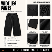 Pantalon de survêtement décontracté personnalisé à jambe large, en molleton bouclette épais, respirant, avec cordon de serrage, taille élastique et poches latérales