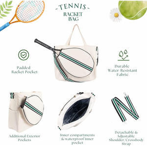 Sac de tennis, sacs de raquettes de sport pour femmes, pickleball, tennis, squash, étui à rayures, bandoulière, sac de transport pour raquette - Product Image 3