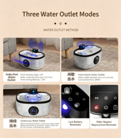 Fontaine à eau pour chat ultra silencieuse avec filtration multi-étapes, fontaine à boire automatique pour animaux de compagnie avec filtre à charbon actif