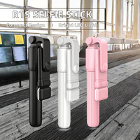 Trépied Extensible R1S Selfie Stick en Fibre de Carbone de Qualité, Meilleure Vente, avec Lumière d'Appoint LED, Télécommande et Fonction Live Stream