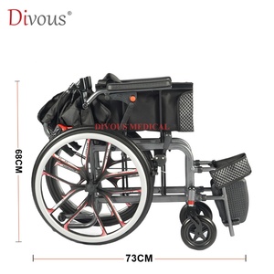 High Quality Lightweight Aluminum Alloy Foldable Manual Wheelchair for <b>Disabled</b> Elderly Travel 20inchs Wheel - Product Image 5