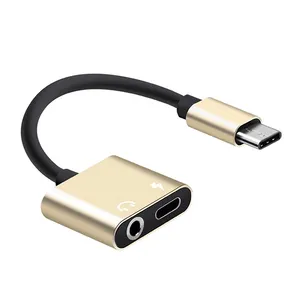 Adaptor Jack Headphone, USB C ke 3 5mm 2 In 1 Tipe C Charge Audio Aux Adaptor untuk Huawei