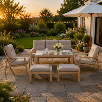 Ensemble de canapés d'extérieur en aluminium imitation bois, résistant à la rouille, imperméable et anti-UV, pour jardin et hôtel