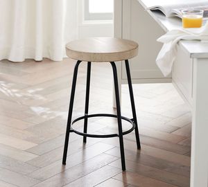 Modern Unique Backless Bar <b>Stool</b> with Sturdy Metal Legs Wooden Top for Hotel Dining Basement Living Room Outdoor Mall Use - Product Image 5