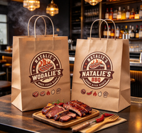 Sac en papier kraft brun personnalisé imprimé pour l'emballage alimentaire, les traiteurs, les restaurants, les plats à emporter, écologique et recyclable