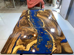 Free Sample High Quality Solid Walnut Wood Black Color Restaurant Coffee Cafe River <strong>Epoxy</strong> <strong>Resin</strong> Kitchen Dining <strong>Table</strong> - Product Image 4