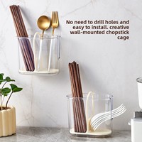 Boîte de rangement pour baguettes de qualité alimentaire pour la cuisine à domicile, support mural en plastique pour vaisselle avec drainage