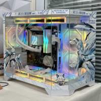 Boîtier d'ordinateur en métal personnalisé à thème animé, vue sur la mer sur trois côtés, compatible carte mère MicroATX, refroidissement liquide 360, en stock